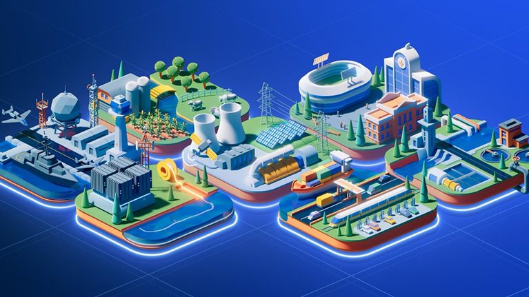 3D model illustration of futuristic city expanding the foundations of modern society