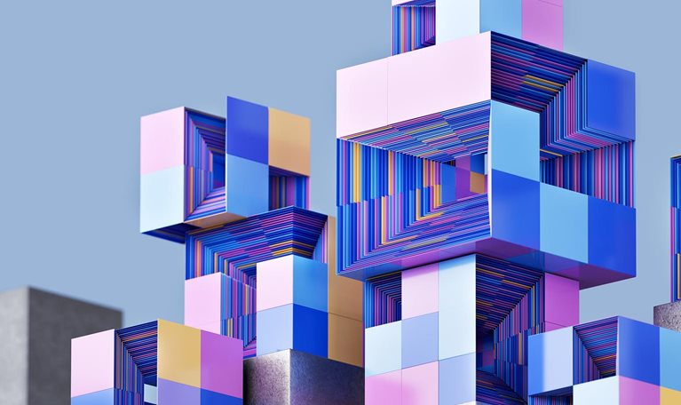 AI generated building blocks stacked on top of one another - illustration