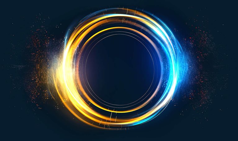 glowing concentric rings illuminated by change - illustration