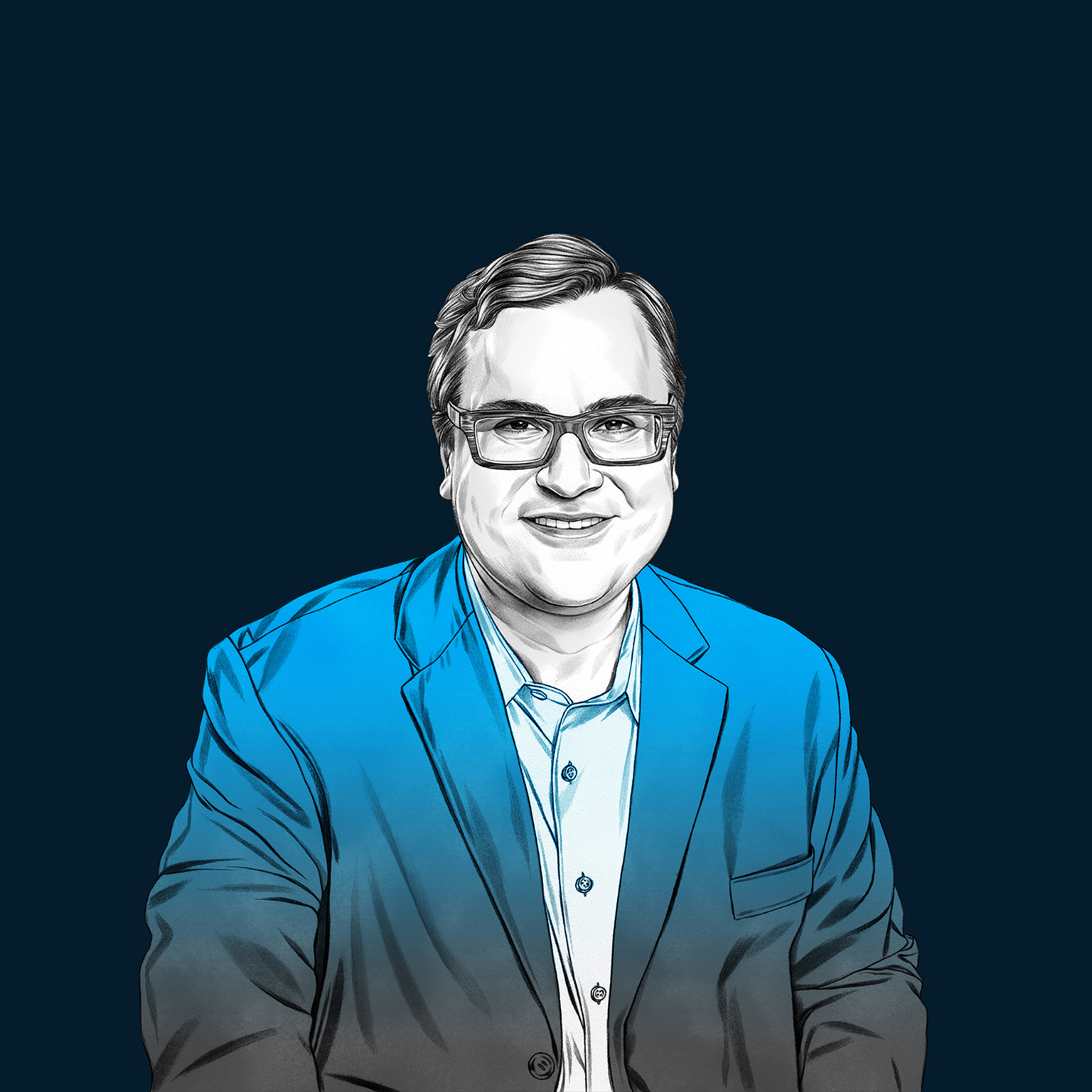 Reid Hoffman headshot illustration