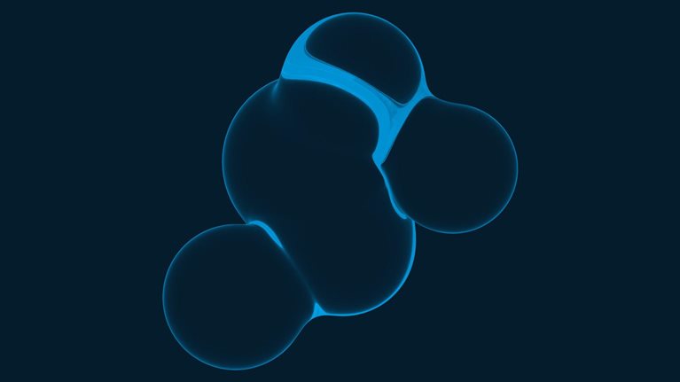 3D image of a transparent cell growing and developing offshoots.