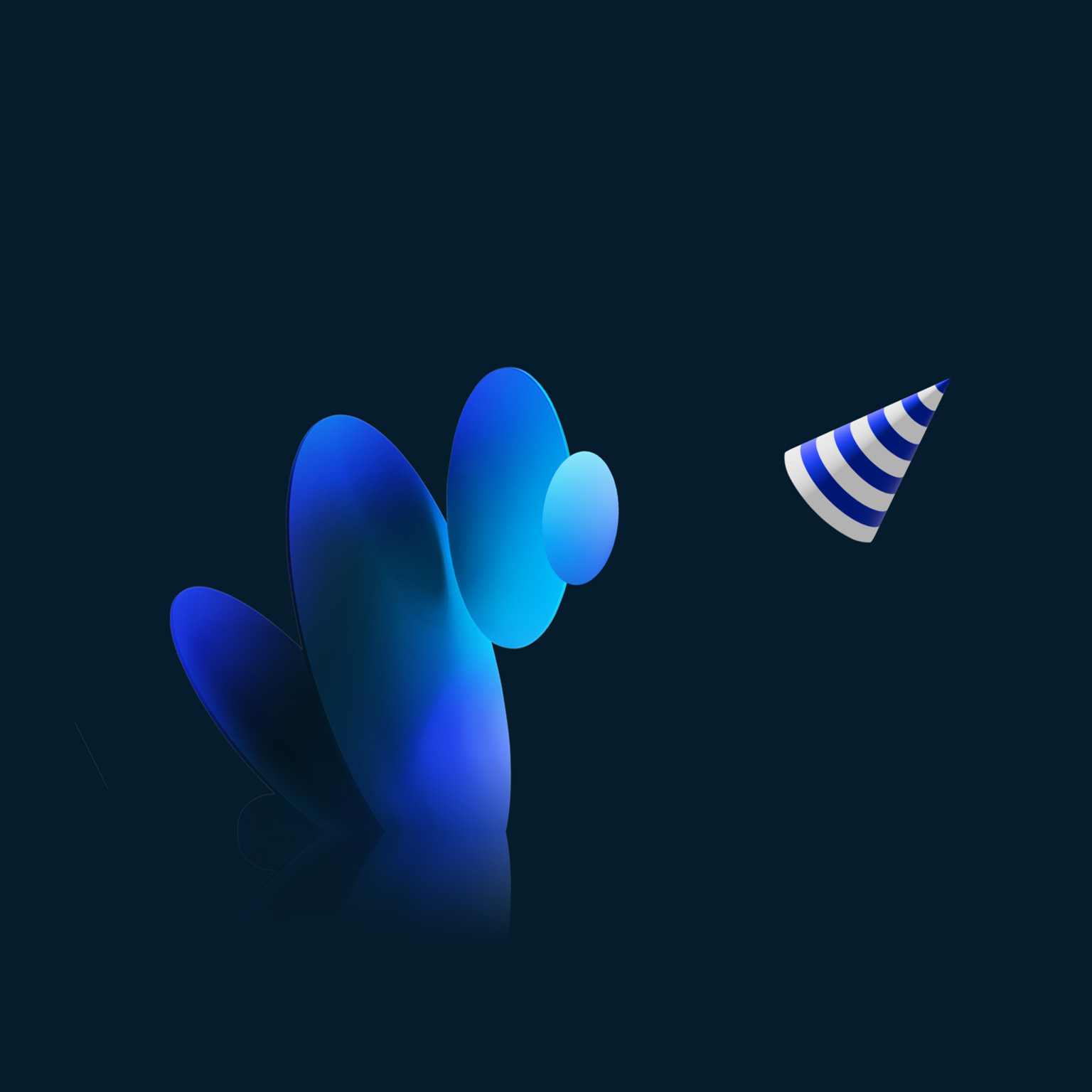 floating circles with striped birthday hat stock photo