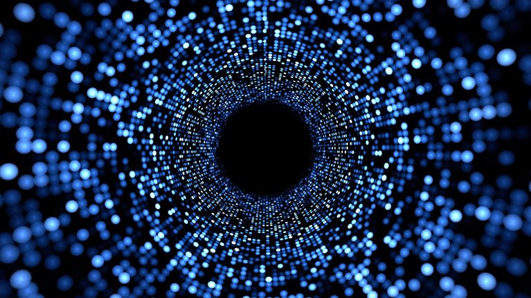 3D rendering of fast flowing particle data - stock photo