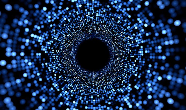 3D rendering of fast flowing particle data - stock photo