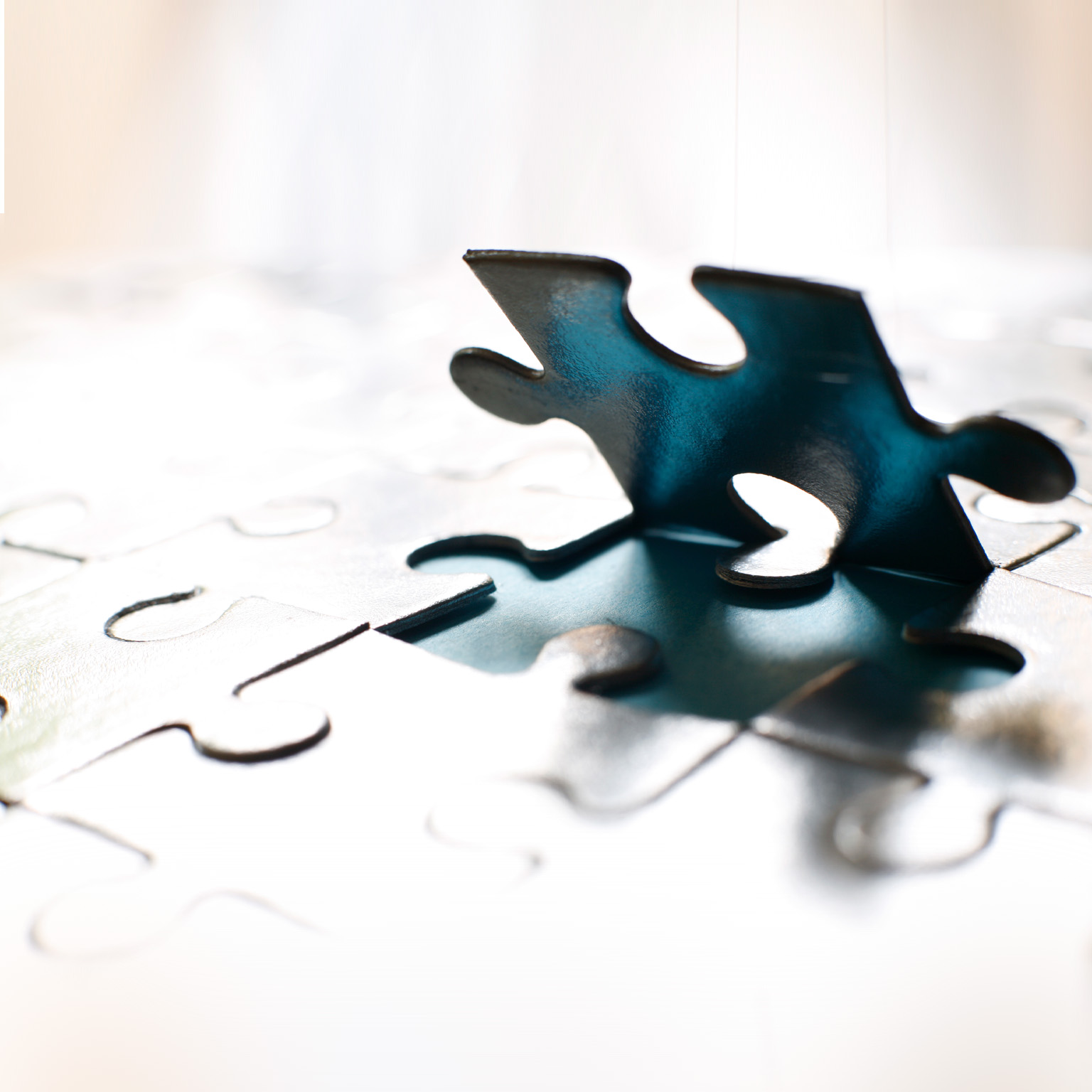 Jigsaw piece backlit photo