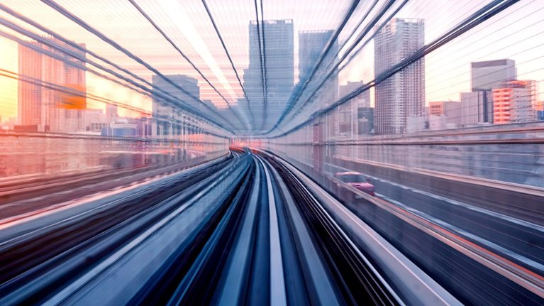 Long exposure from train in Tokyo, Japan