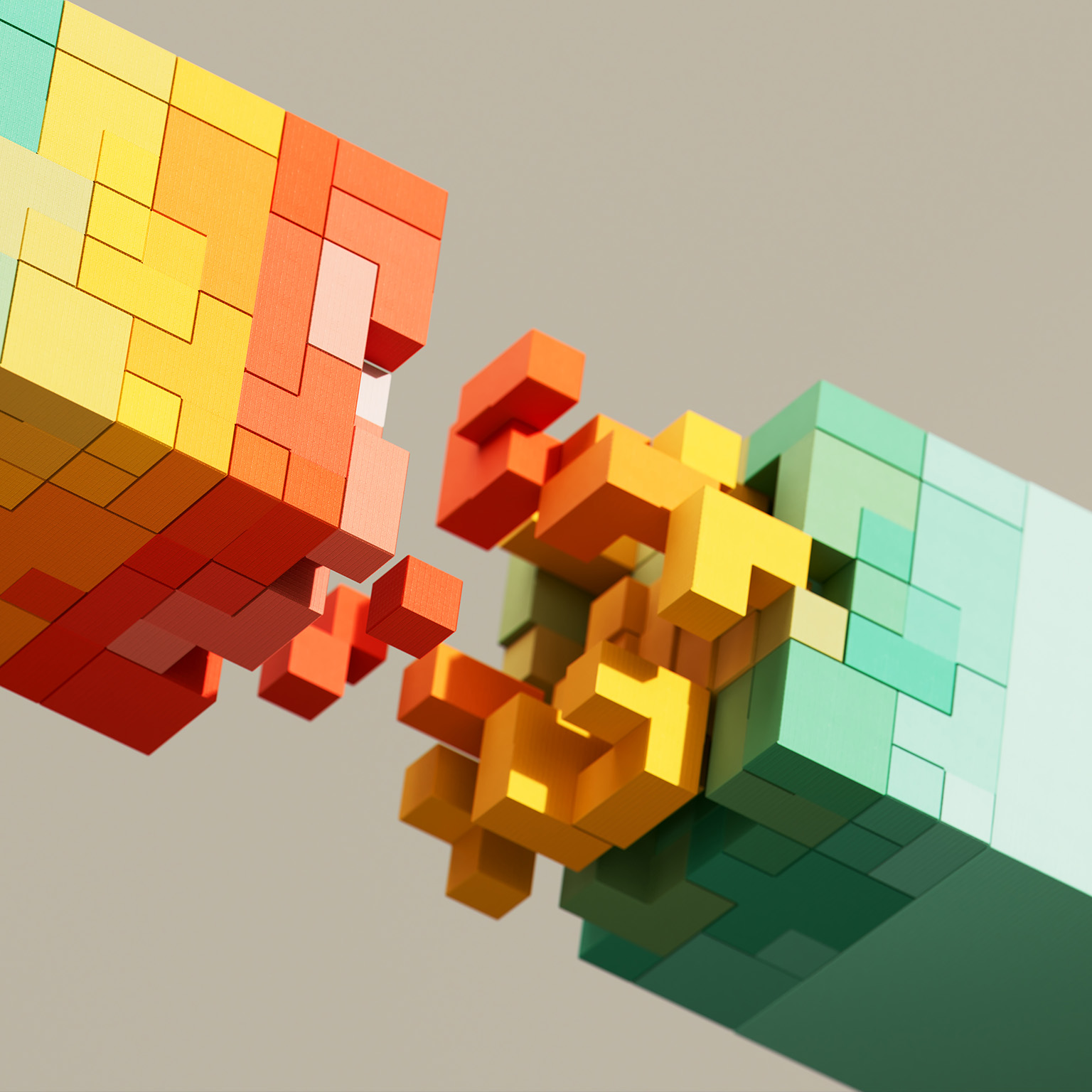 Futuristic cubes, digital data flowing, and network structure. - stock illustration