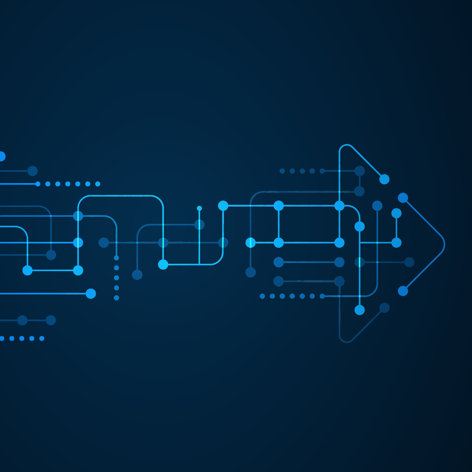 Abstract hi-tech arrow pointing from left to right.