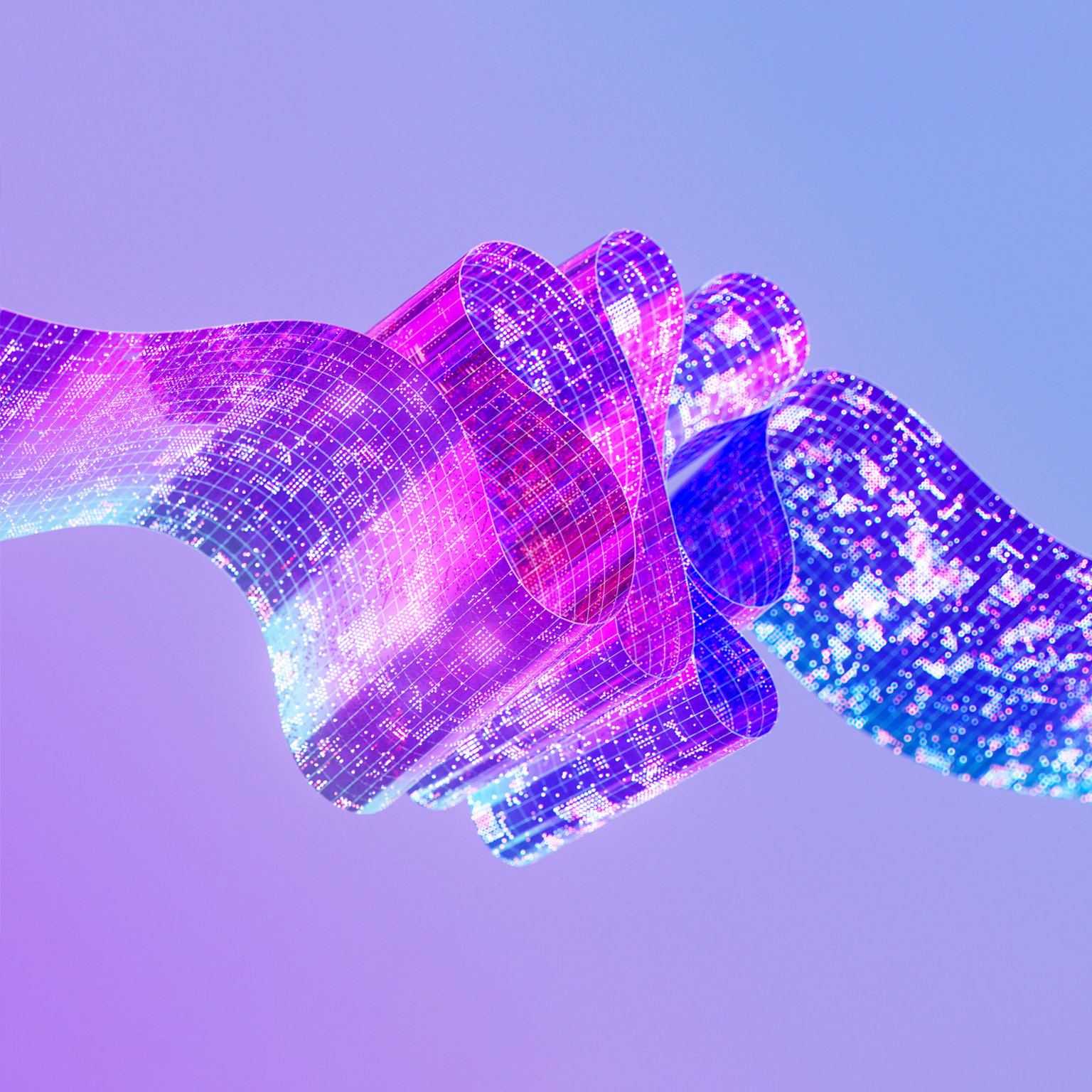 Multicolored glowing futuristic digital data streams and network structures symbolizing AI concept in a digitally generated image