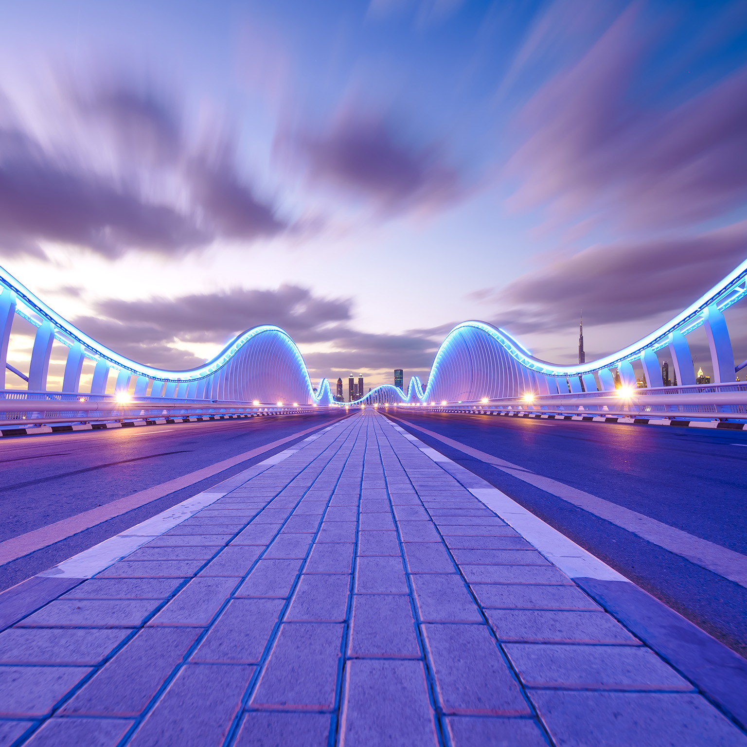 Meydan Bridge Dubai at Night - stock photo