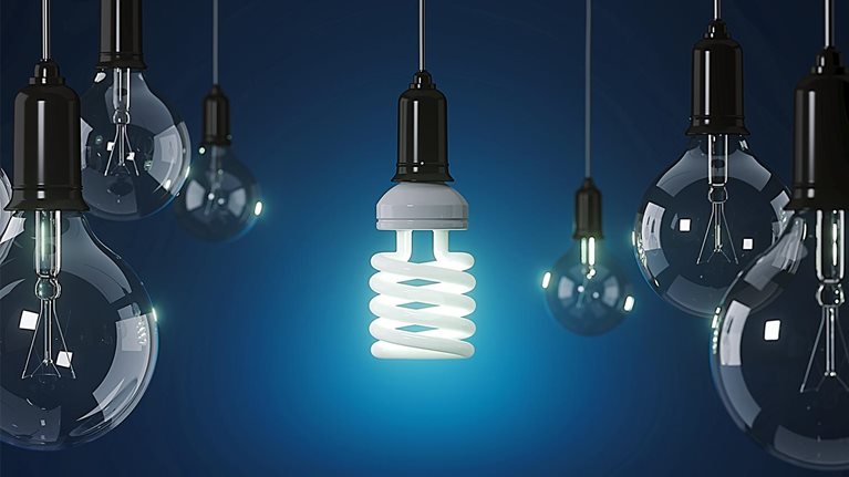 Hanging florescent lightbulb