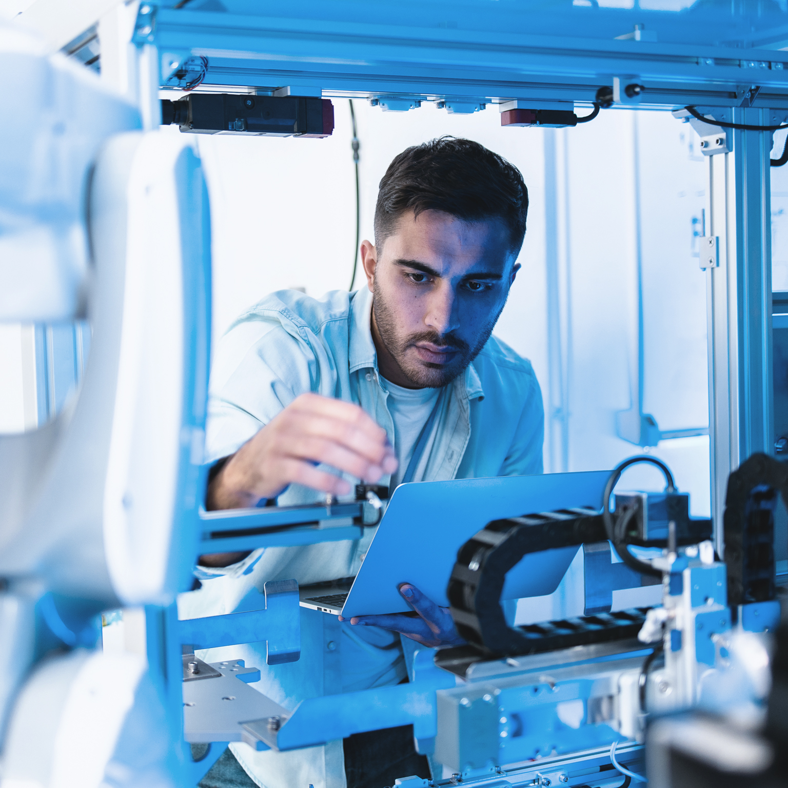 Engineer working on a machine