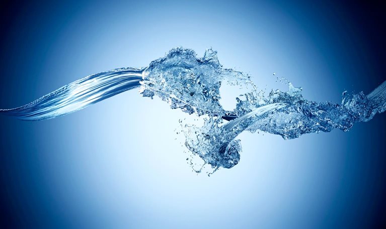 Water splash collision in midair