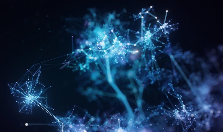 Growing connection lines symbolizing innovative artificial intelligence or big data models