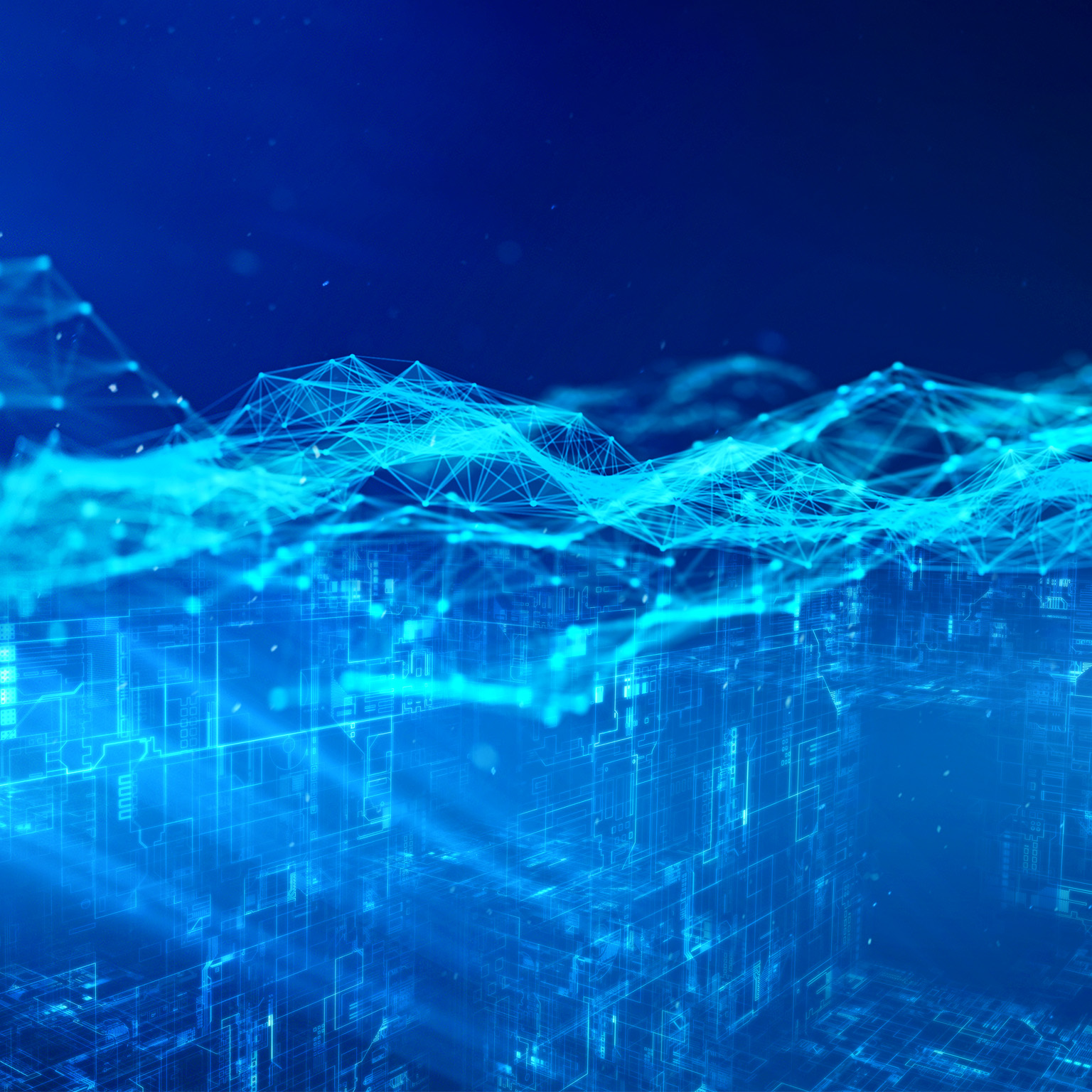 Abstract image of digital network space cross section.