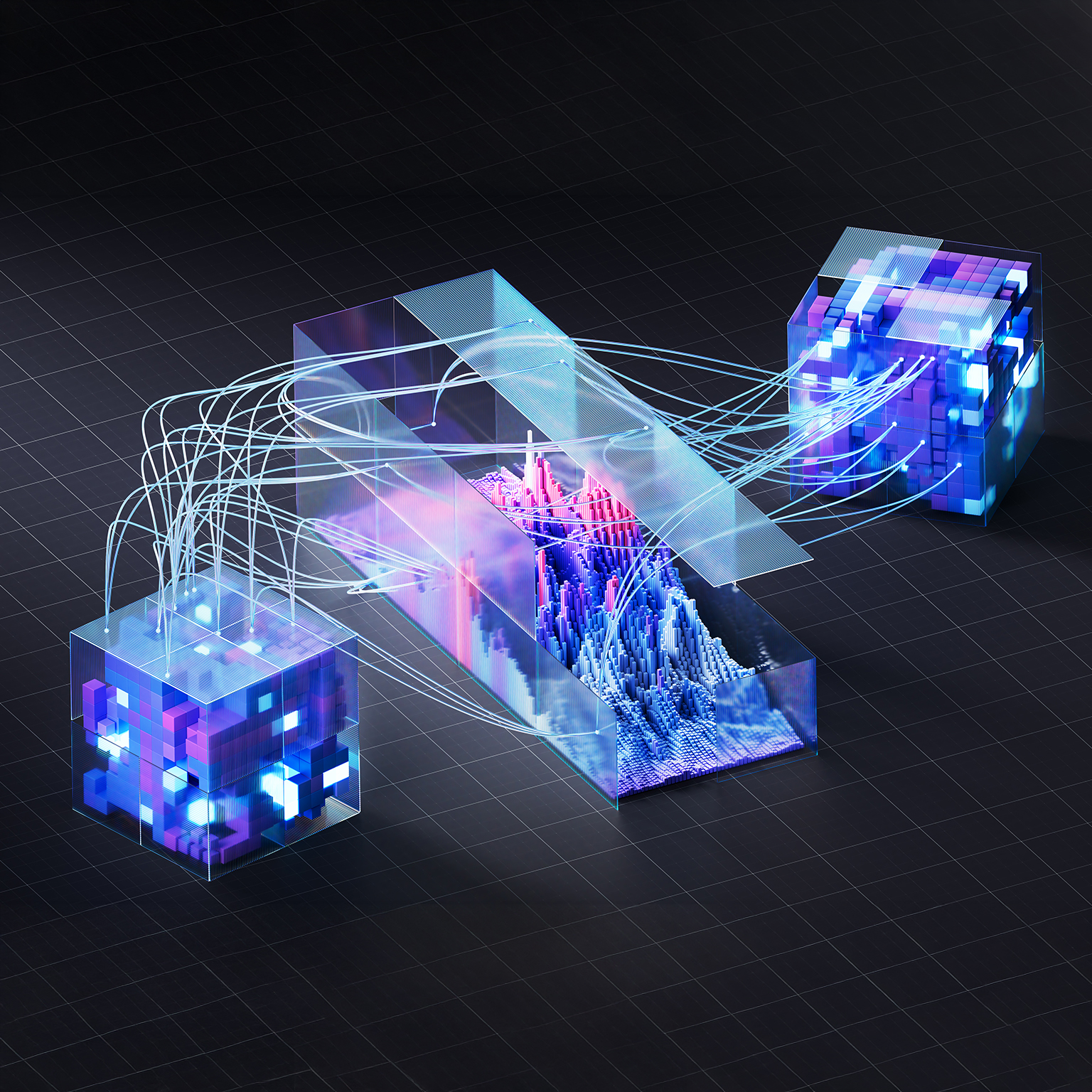 Complex data processing system connecting servers and analyzing information 