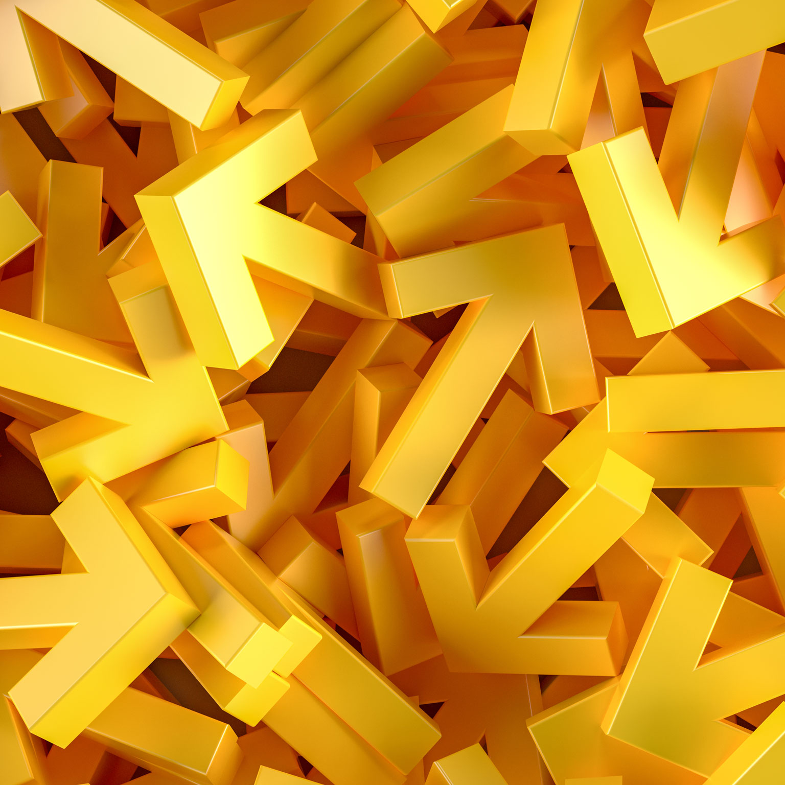 A jumble of yellow arrows pointing in different directions.