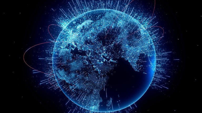 Digital generated image of global data visualization.