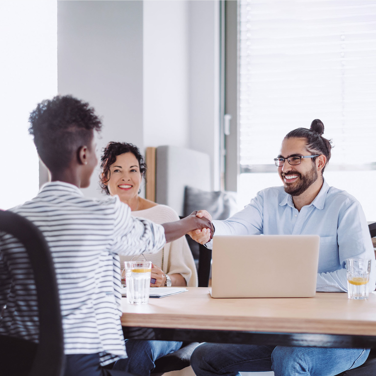 Candidate is having a conversation at a job interview