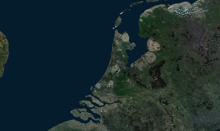 Close-up aerial view of the Netherlands