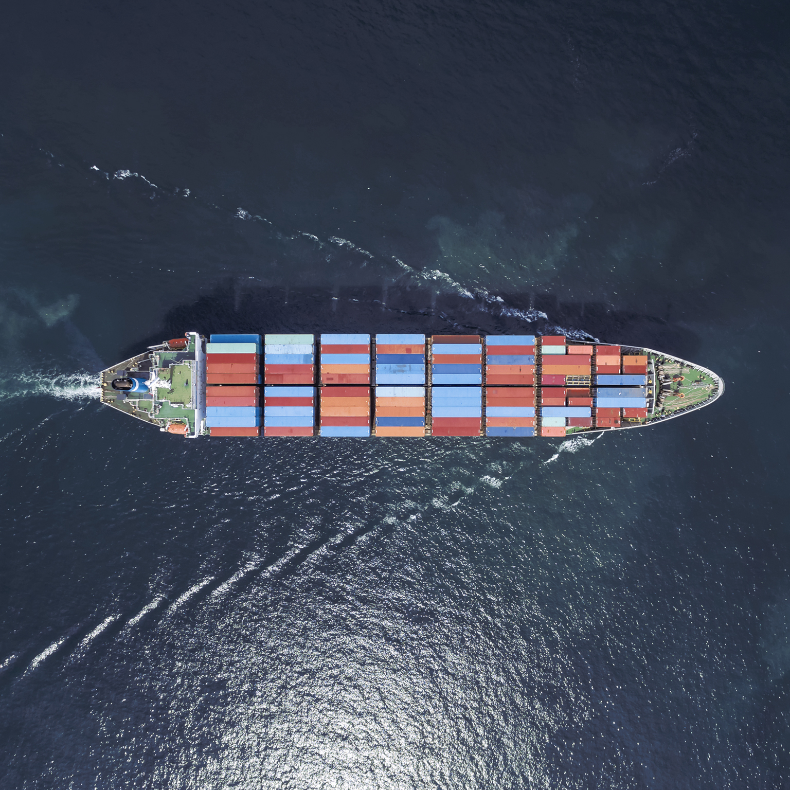 Aerial view of cargo ship