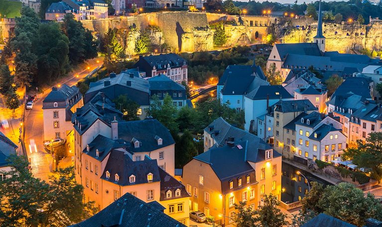 Luxembourg City night - stock photo