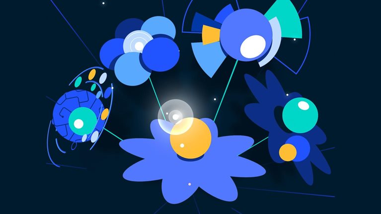 Animated illustration of flowers growing and spinning