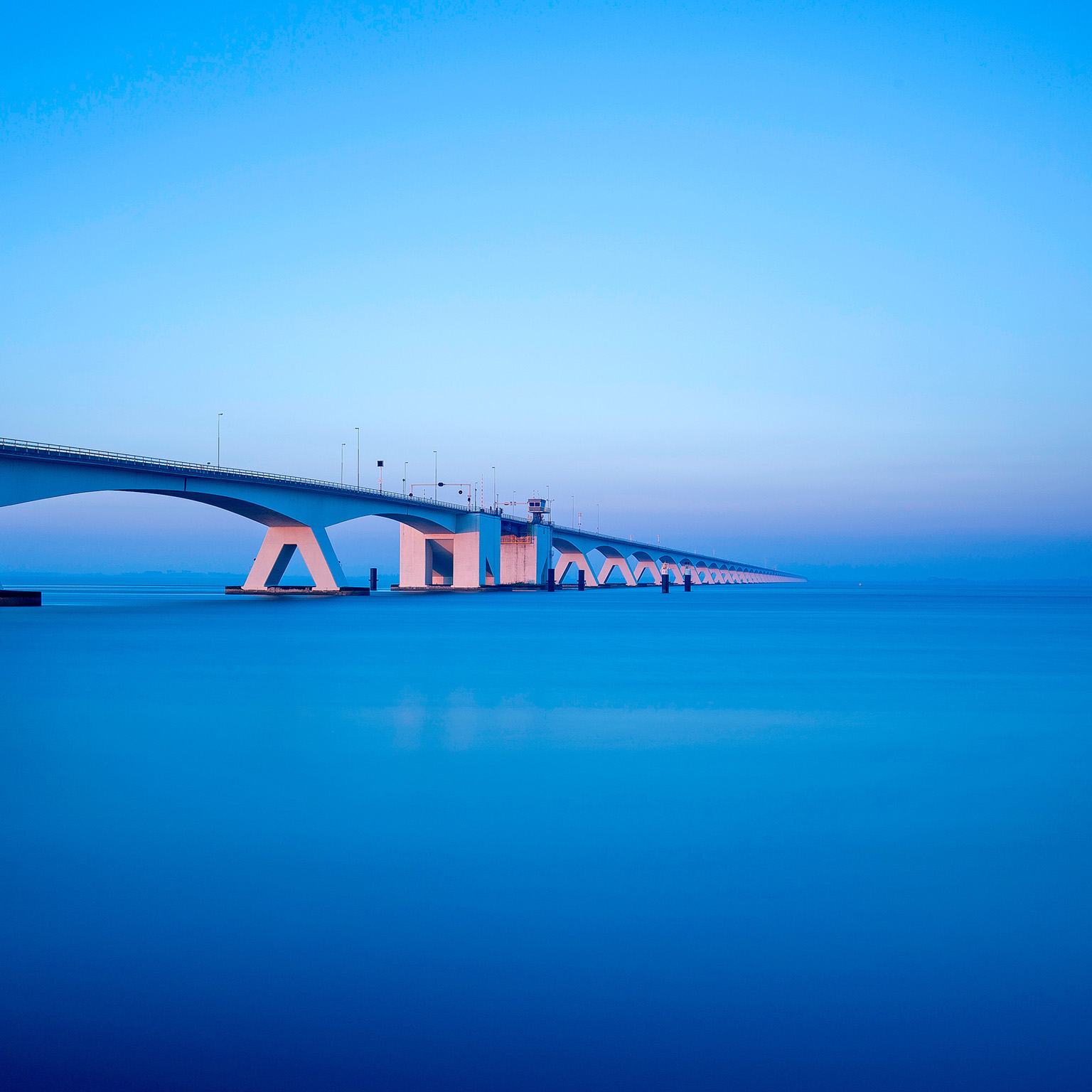 The Zeeland Bridge at an amazing blue hour