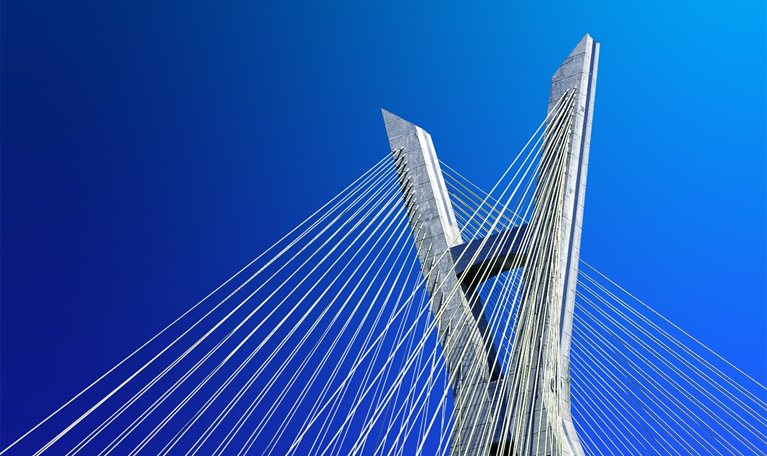 Cut out image of the Estaiada Bridge in Sao Paulo, Brazil.