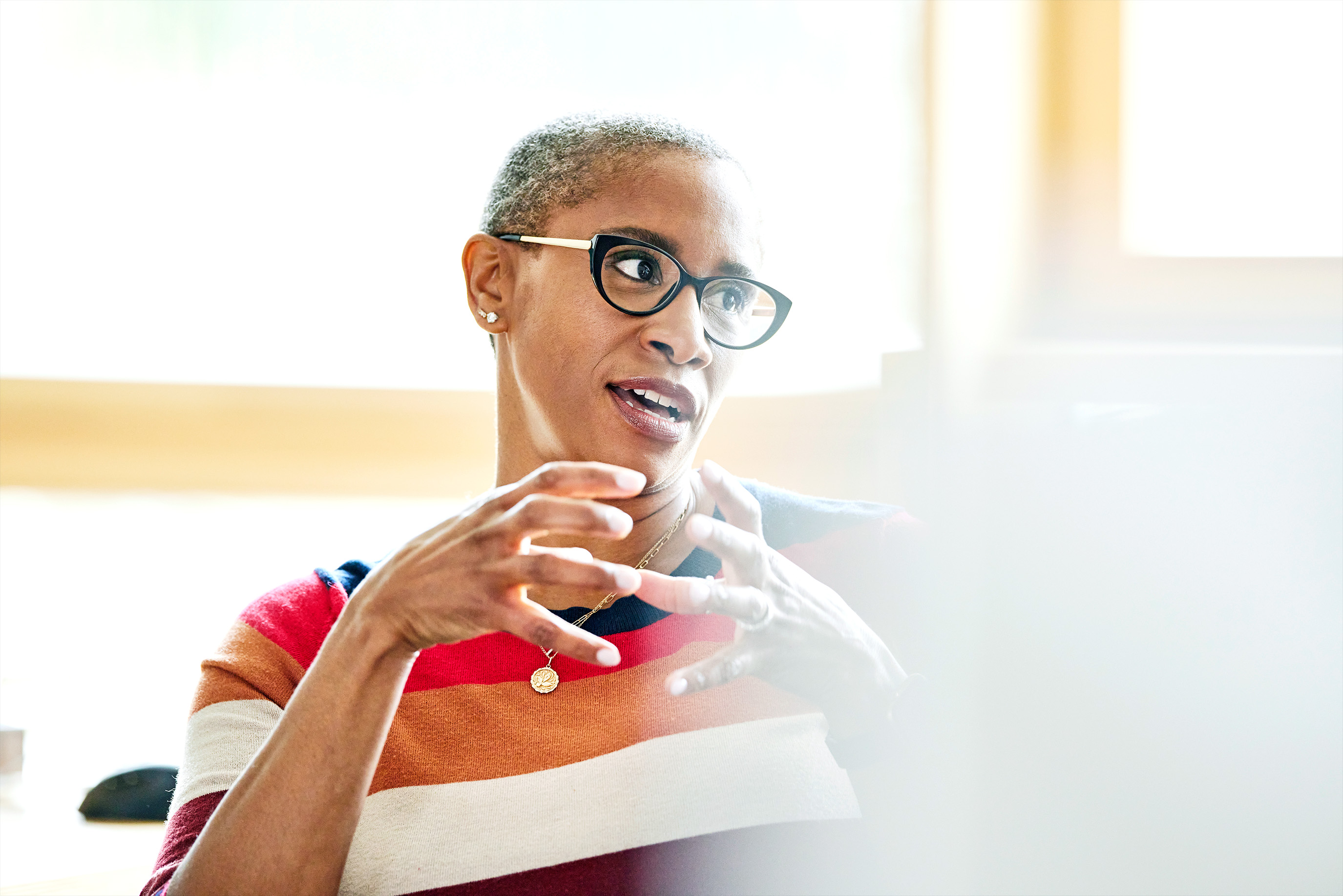 Seated woman in a meeting