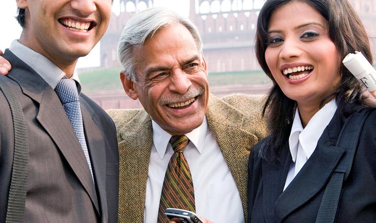 Businesspeople smiling