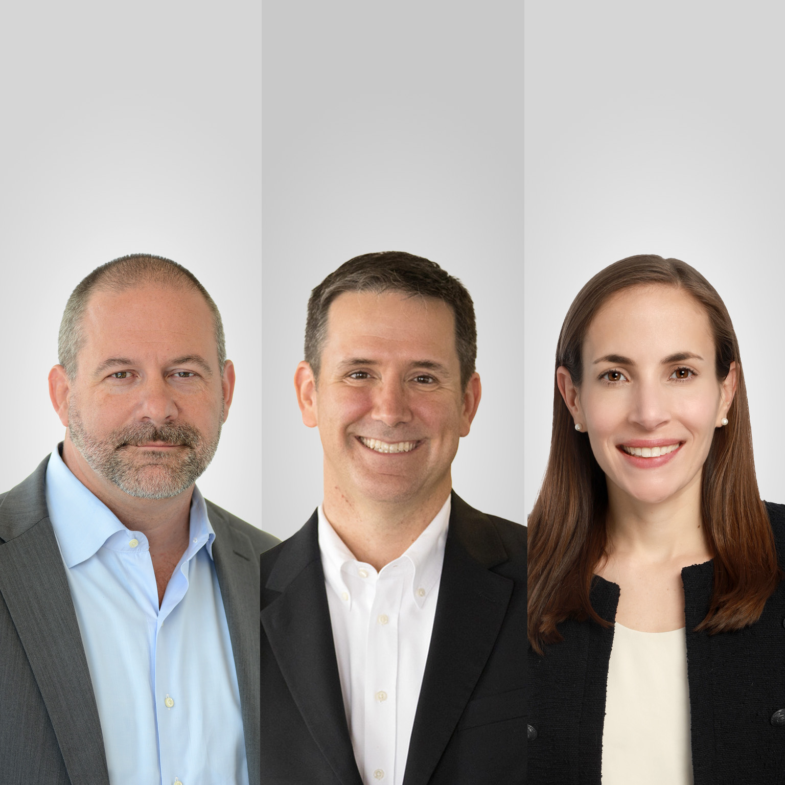 Headshot of Bill Schaninger, Bryan Hancock, and Emily Field