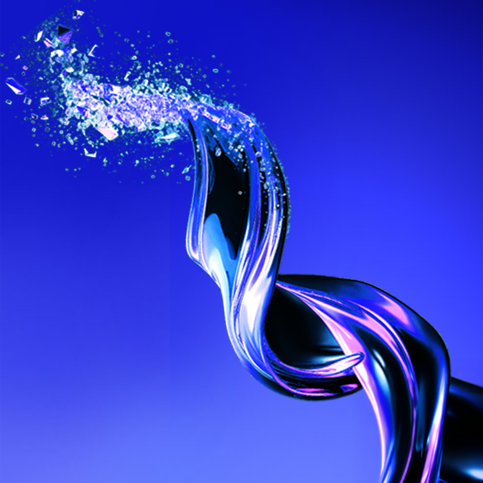 Spiraling blue wave thrusting upward
