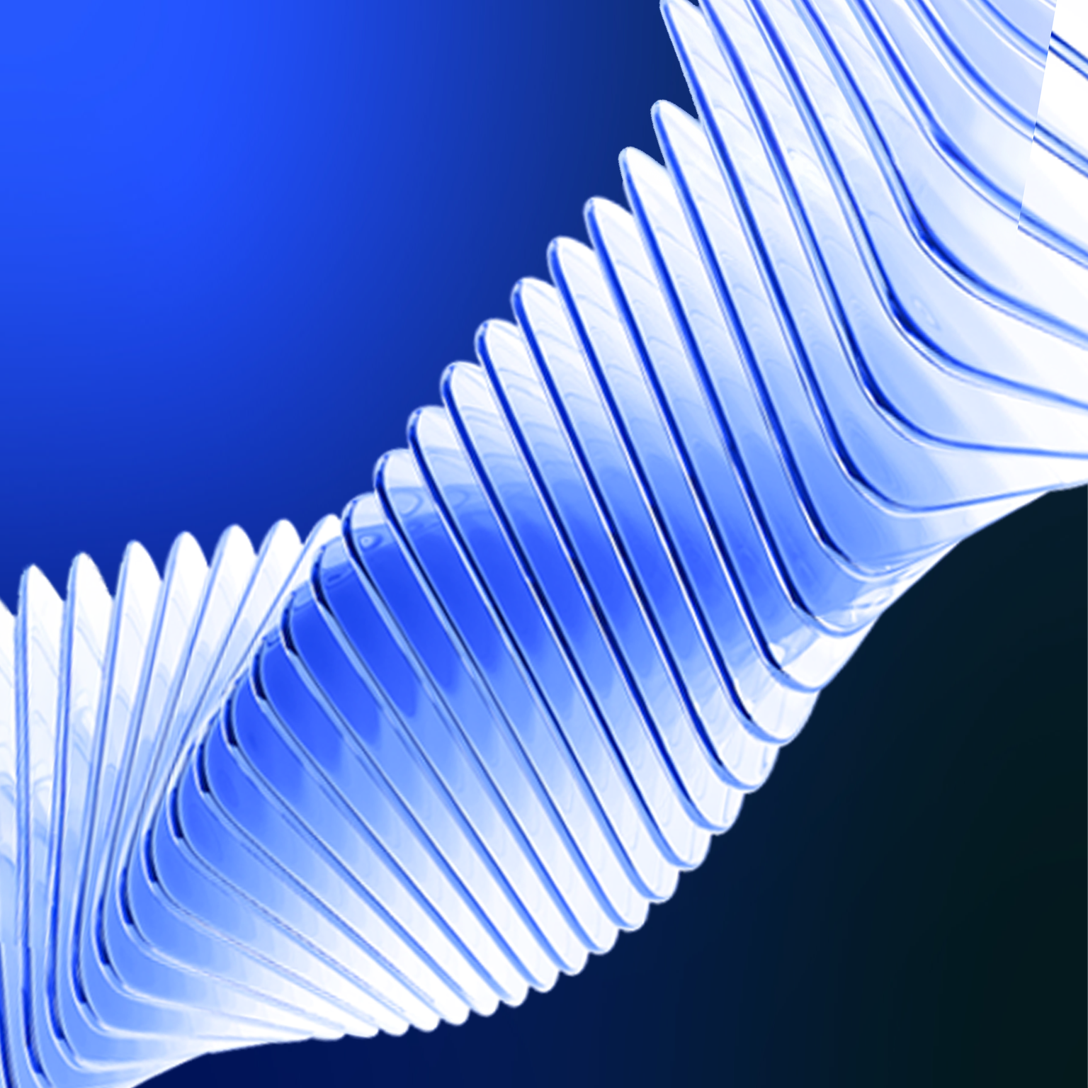 Light blue square spiral against a dark blue gradient background