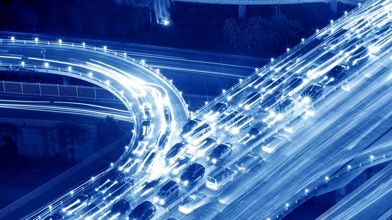 Viaduct traffic jam