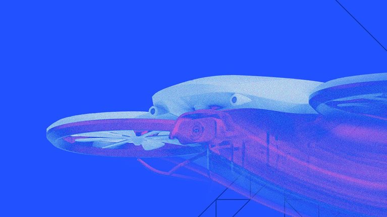 Illustration of an electric vertical takeoff and landing (eVTOL) aircraft.