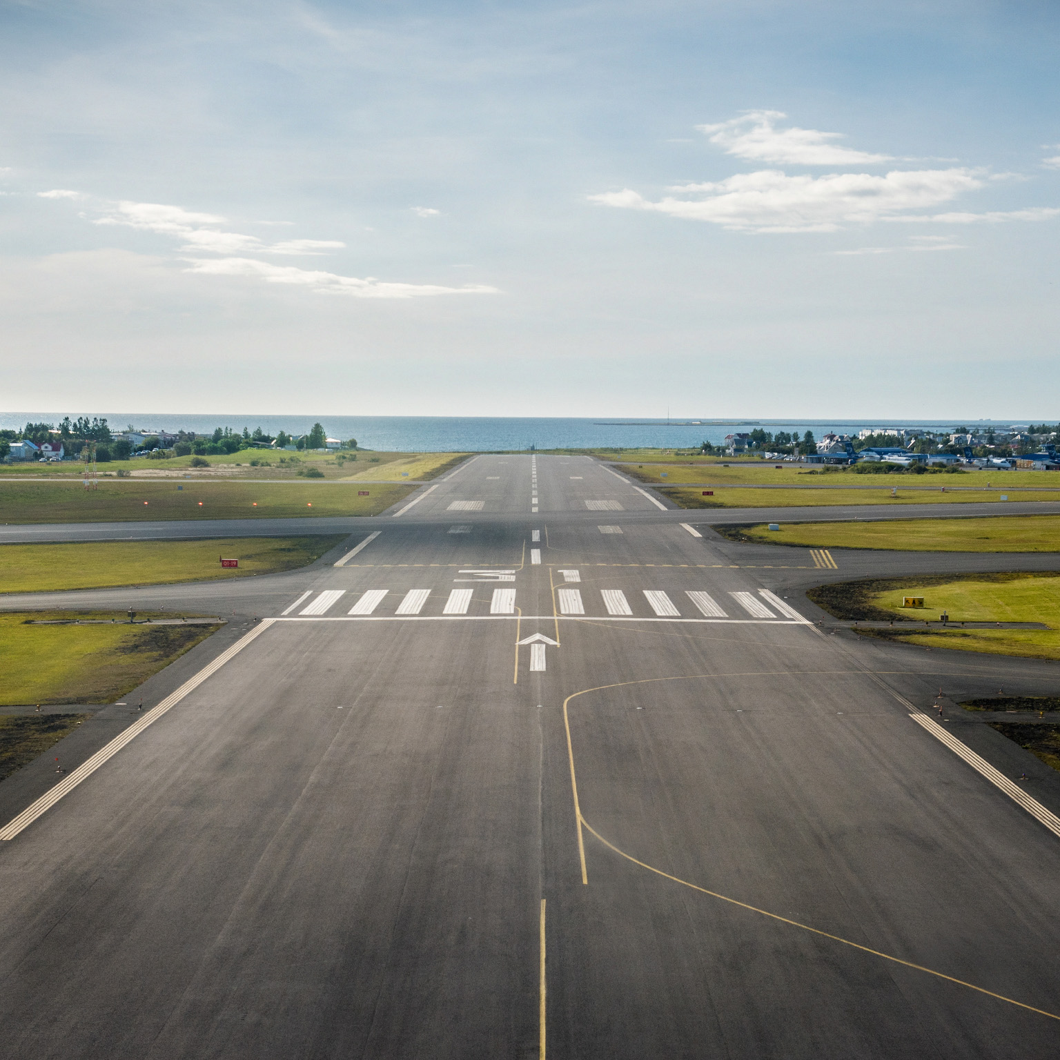 Airport runway - stock photo