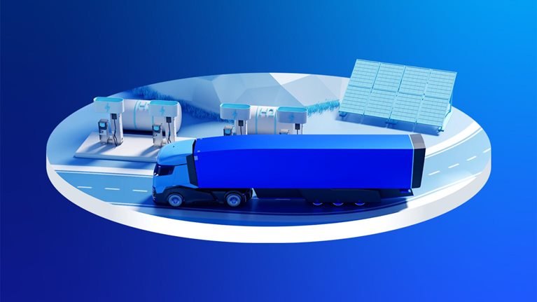 Illustration electric-truck charging