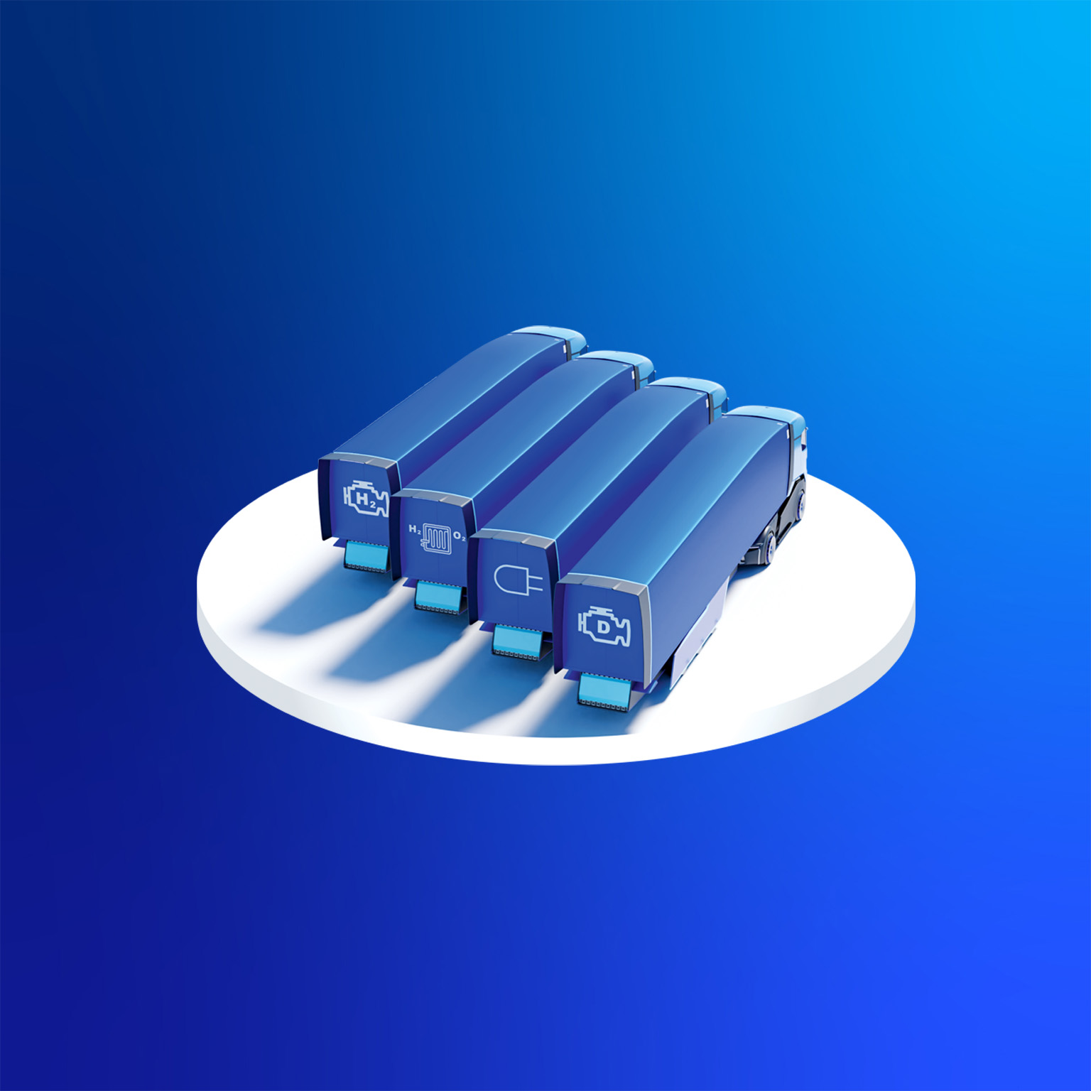 Illustration of parked trucks charging their electric batteries