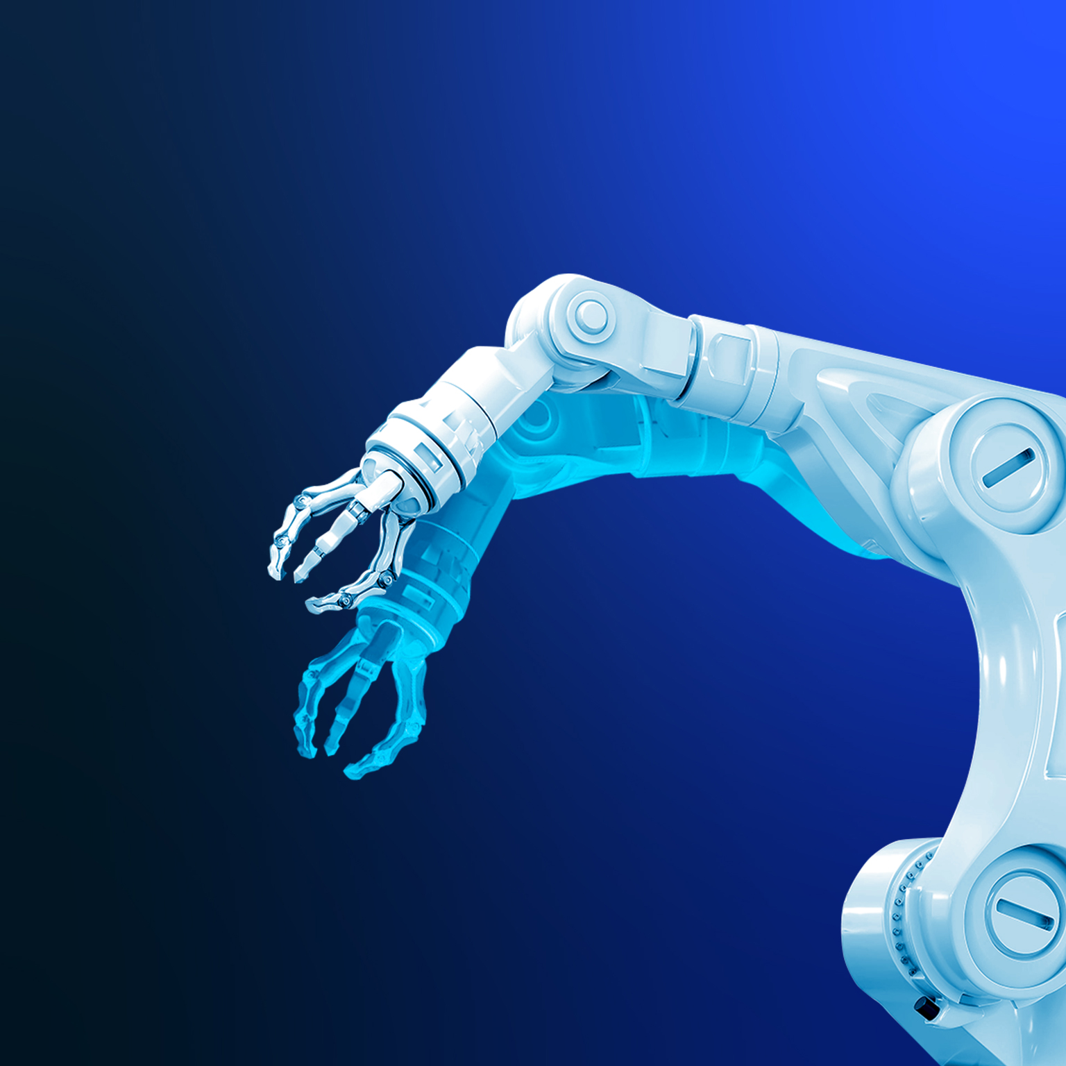 Robotic arm and network with futuristic UI data