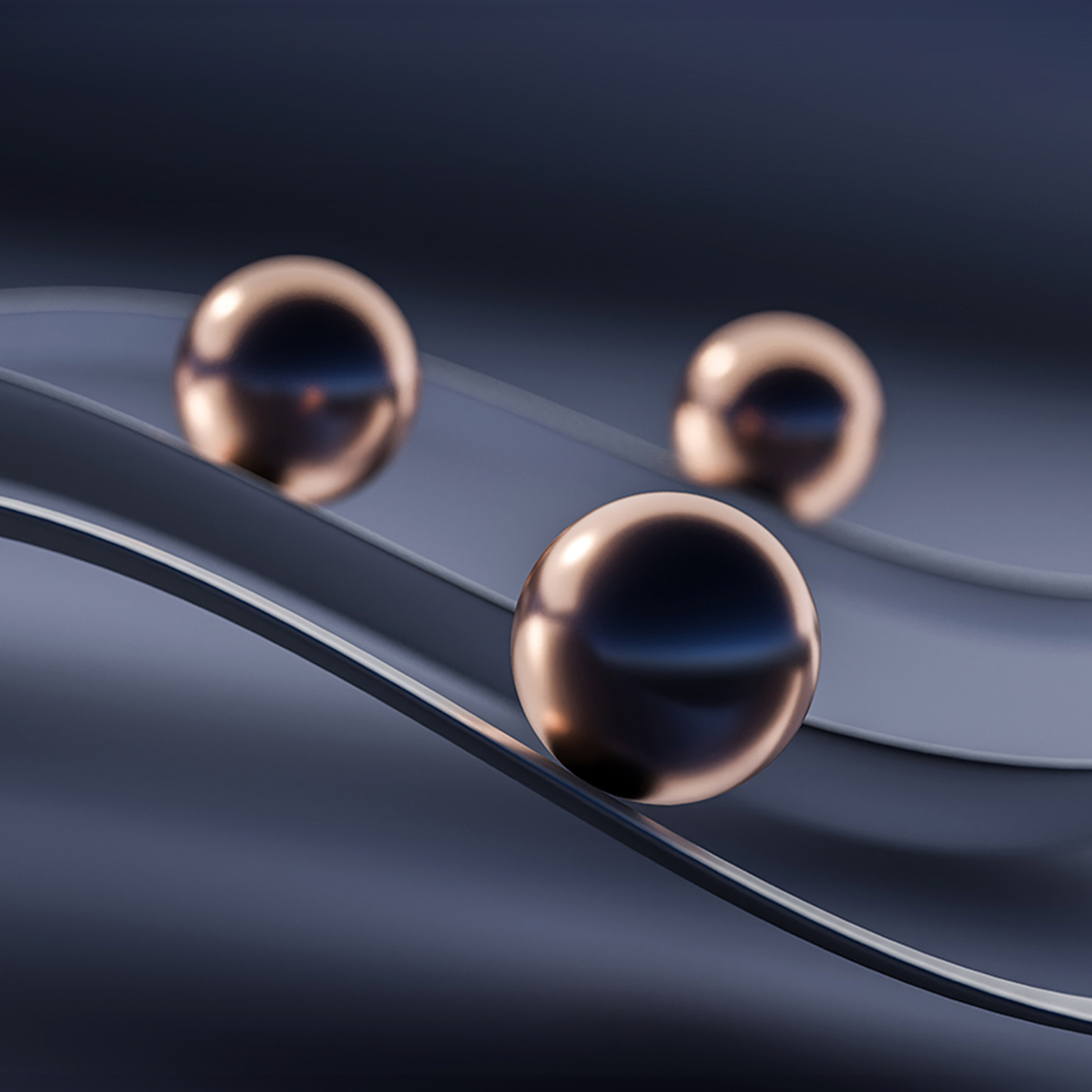 Balls on curvy paths - stock photo