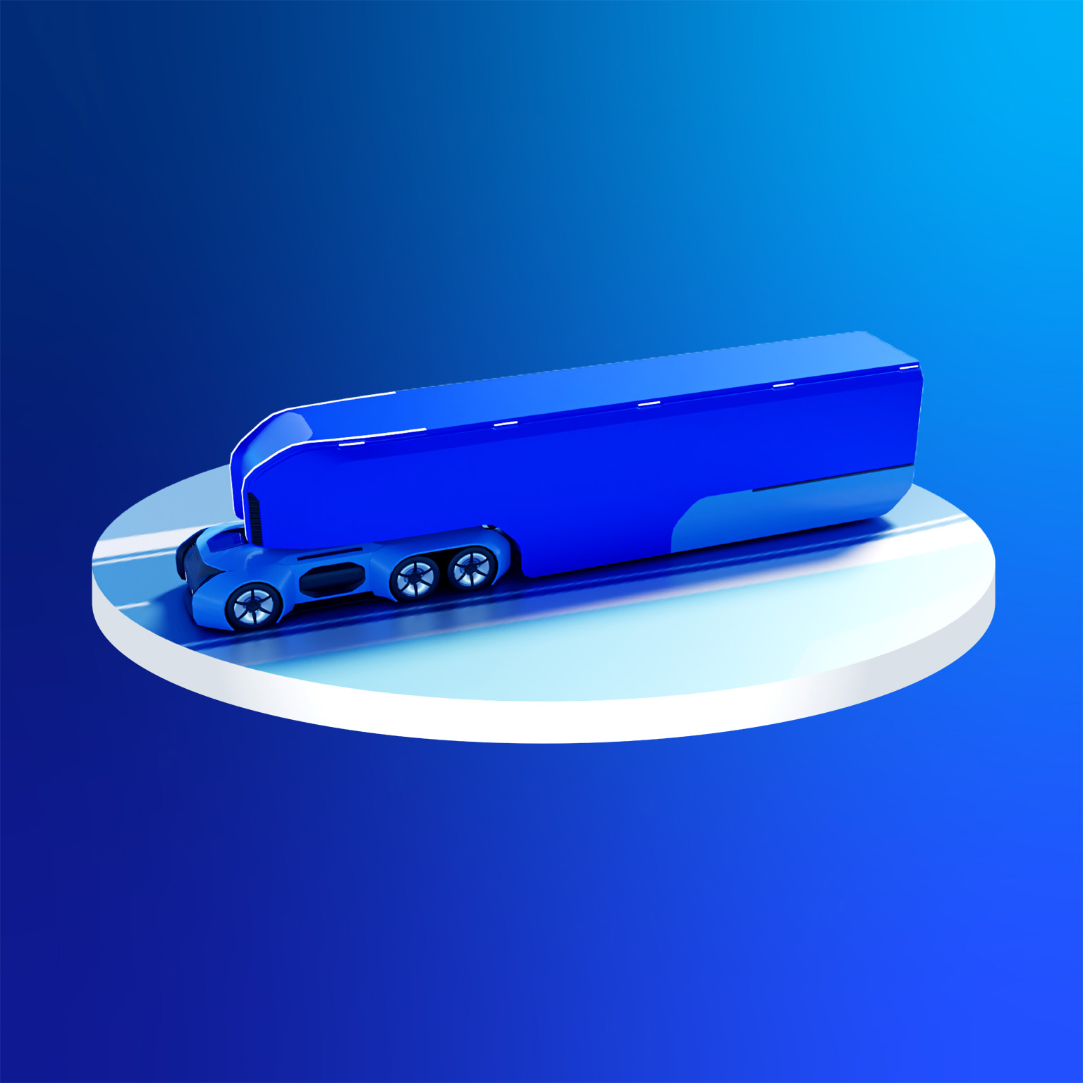 Illustration autonomous truck cruising down the road