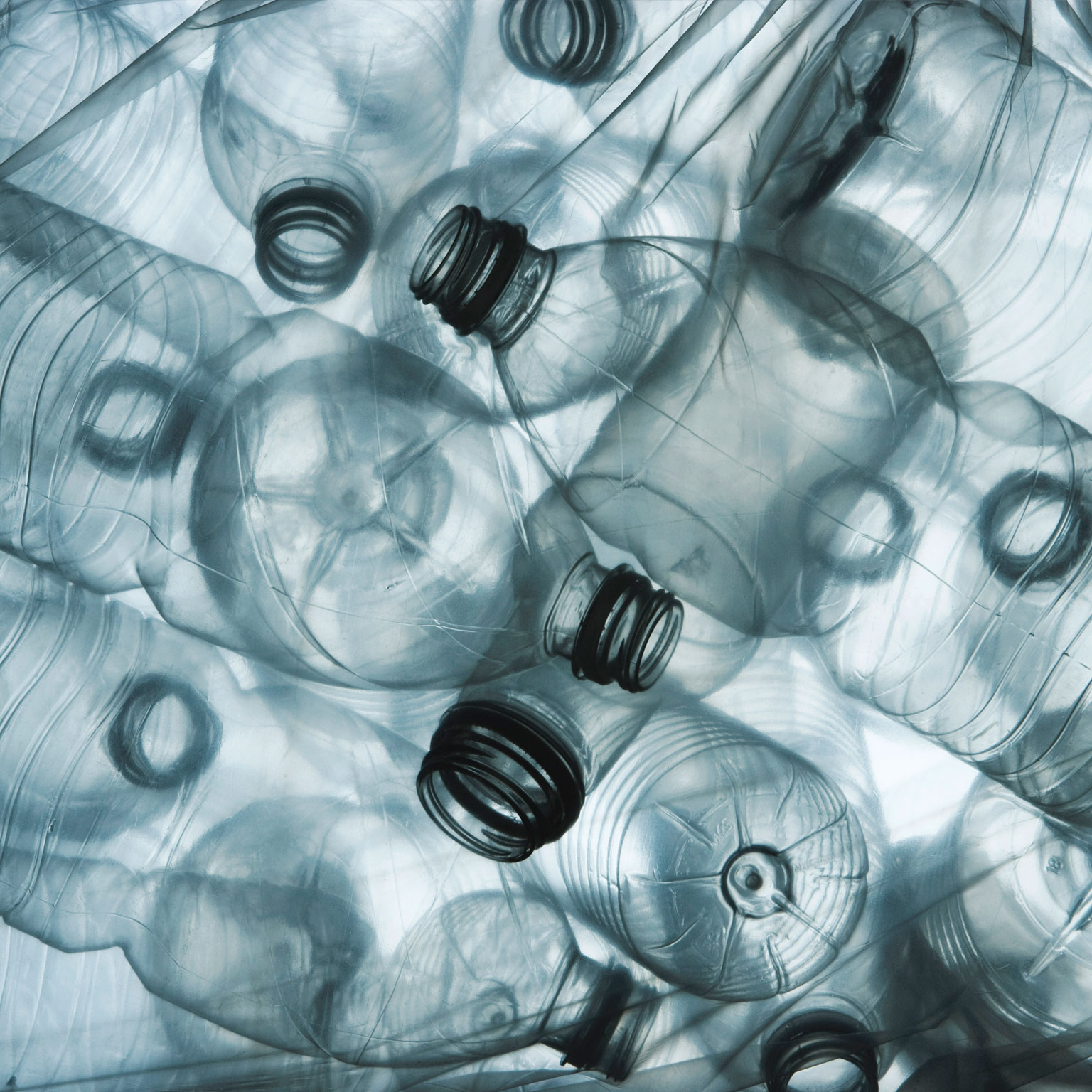 Empty plastic bottles for recycling