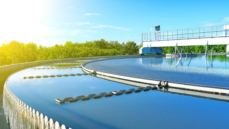 Modern urban wastewater treatment plant.