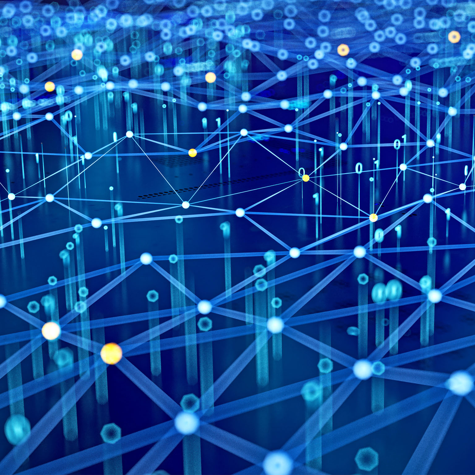 Abstract digital network with glowing nodes and connections