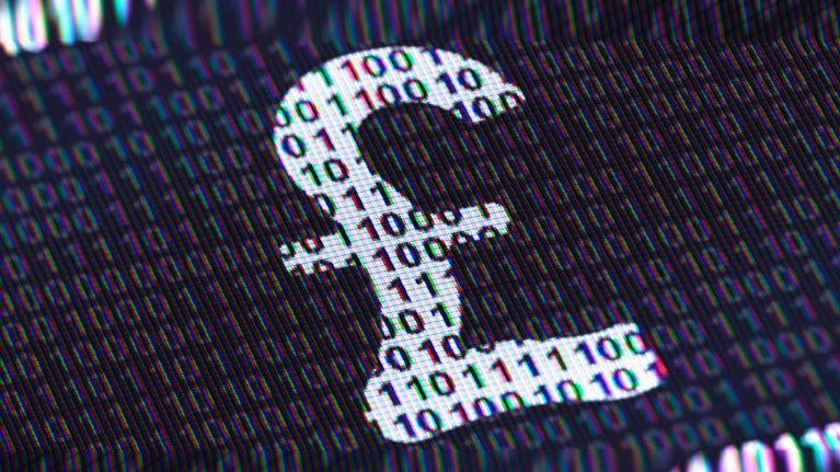 Pound icon on the screen - stock photo