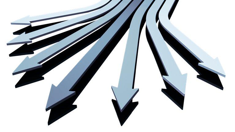 Diverging arrows