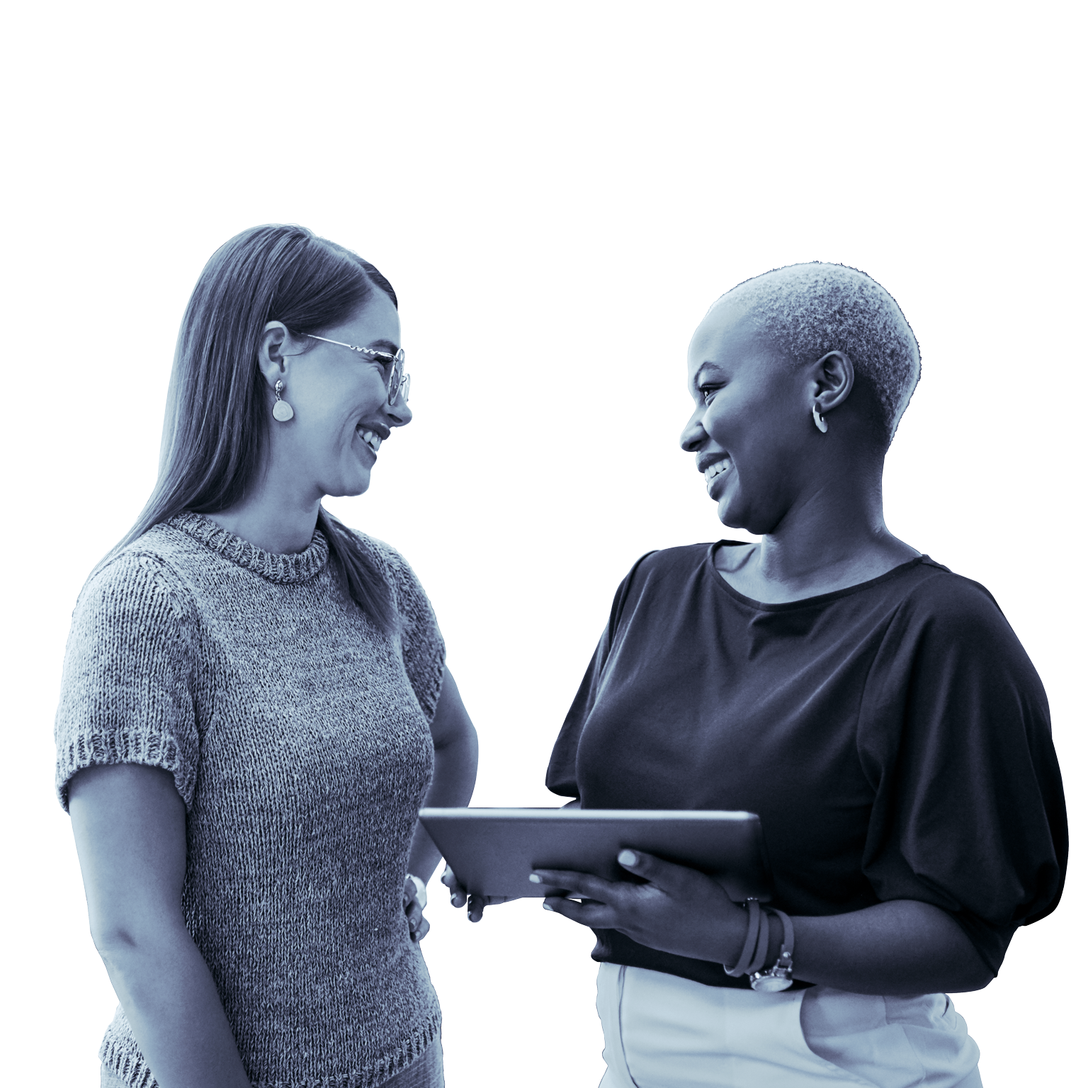 Shot of two businesswomen working together on a digital tablet in an office 