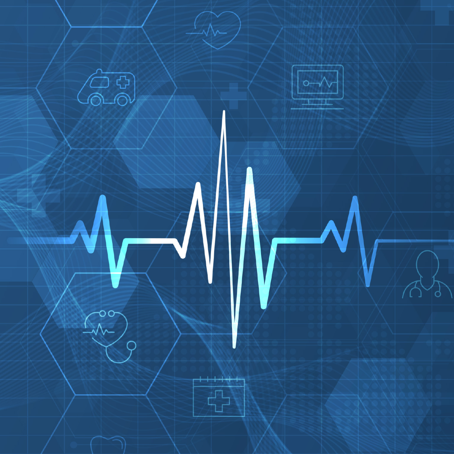 Heart pulse and heartbeat against digital healthcare background.