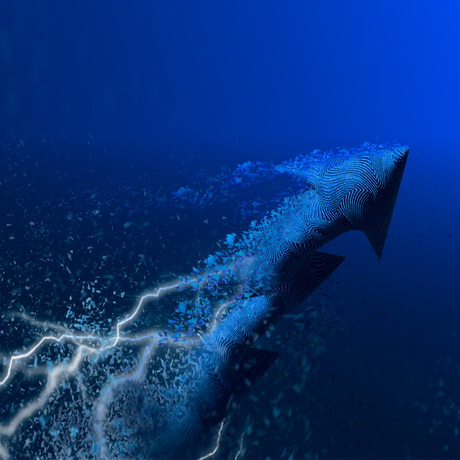 upward arrow with lightning bolt trailing illustration